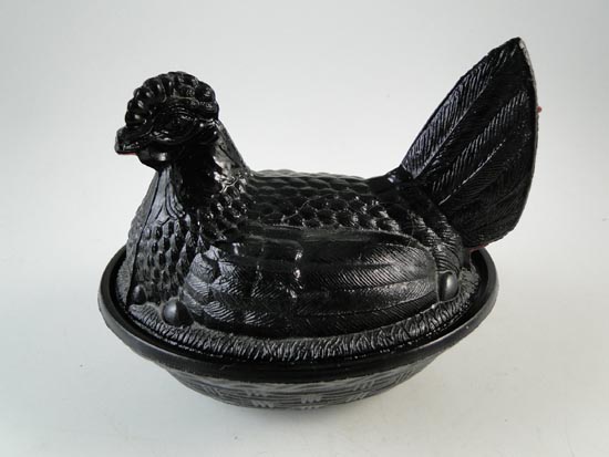 Antique Victorian Amethyst Purple Glass Hen On Nest Chicken Jar Dish 
